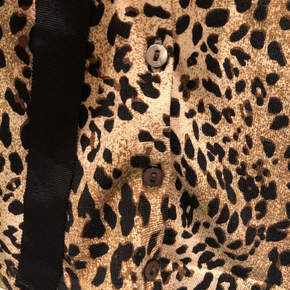 Sarah Spencer Silk Cheetah Cardigan Sweater w/ Bow - Picture 4 of 14